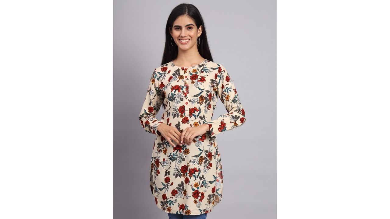 Tissu Floral Printed Straight Kurti