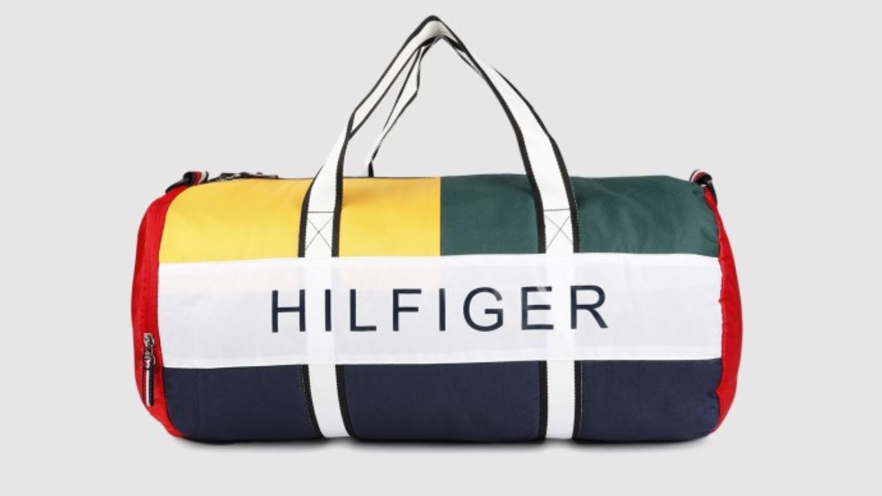 Tommy Hilfiger Unisex Navy Blue & Green Colourblocked Duffel Bag