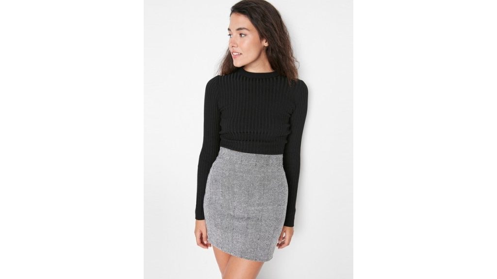 Trendyol Women Black Striped Mini Pencil Skirt