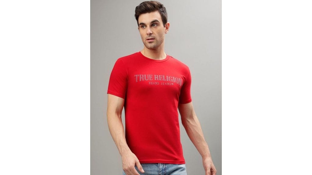 True Religion Typography Printed Round Neck T-shirt (Red)