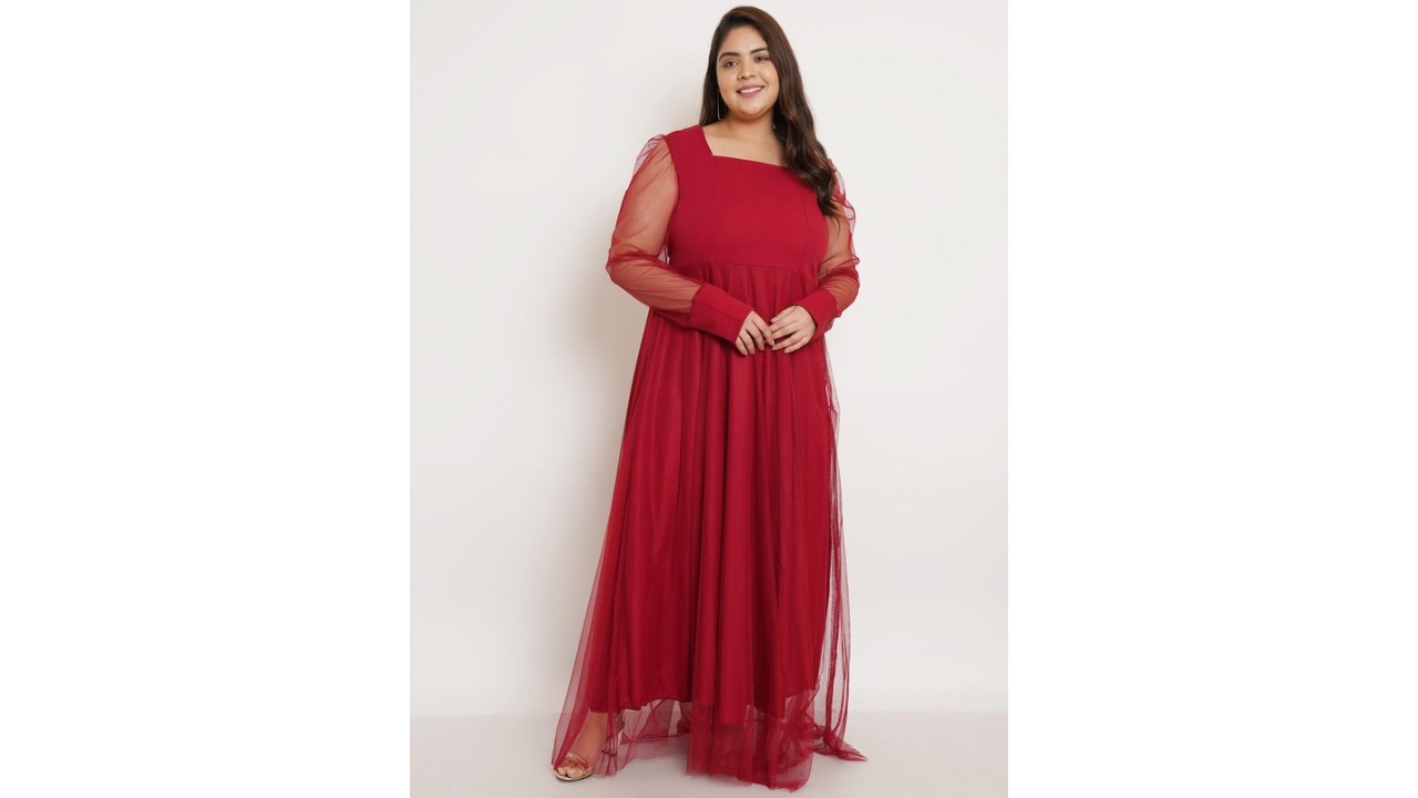 U&F Beyond Plus Size Net Maxi Dress