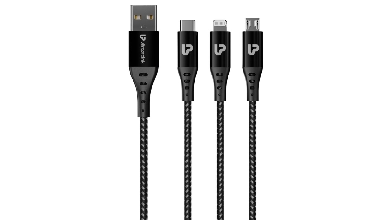 UltraProlink TrioLink 18 W 3in1 Fast Charging Cable (1.5m:Black) UL1098BLK-0150