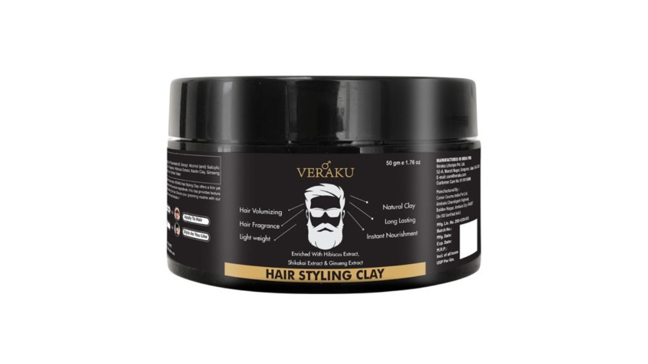 VERAKU Hair Styling Clay With Hibiscus, Shikakai & Ginseng Extract