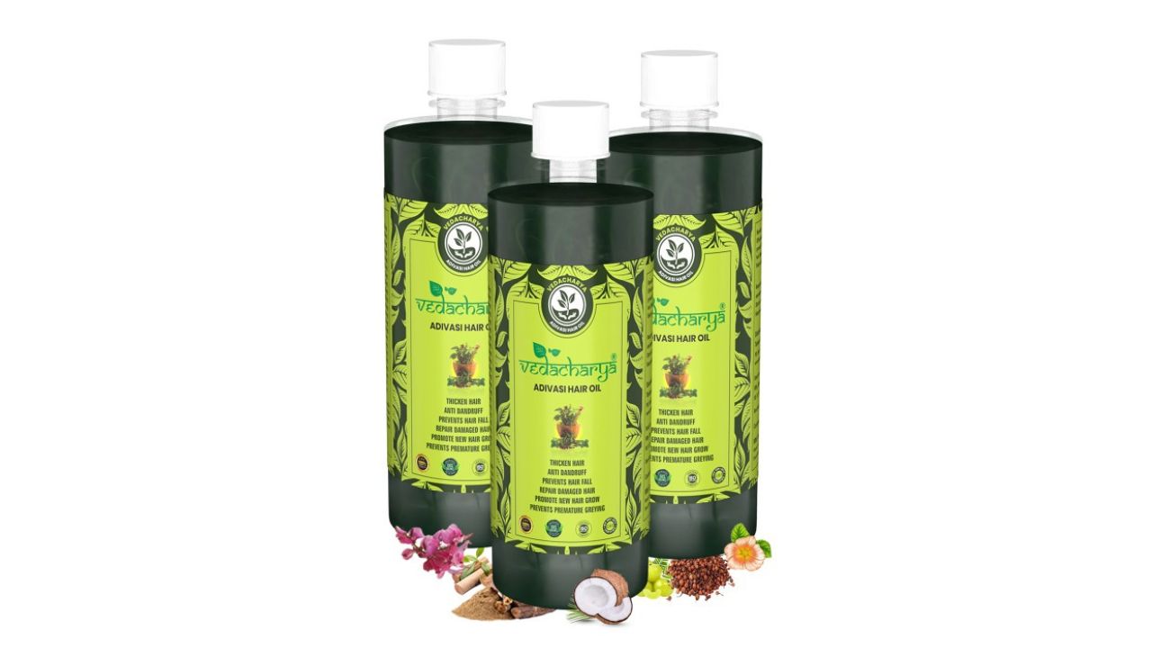 Vedacharya Set Of 3 Adivasi Hair Oil With Bhringraj For Hair Growth - 500 ml Each