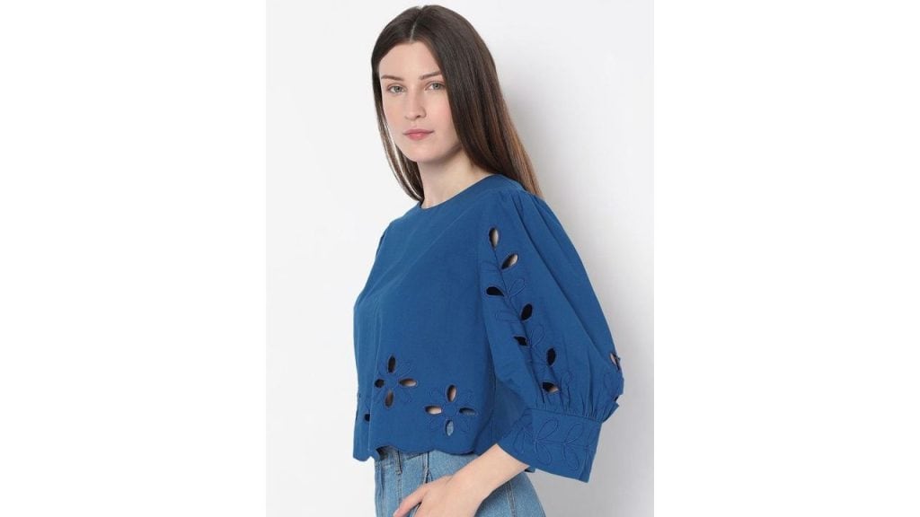 Vero Moda Women Floral Embroidered Cotton Top