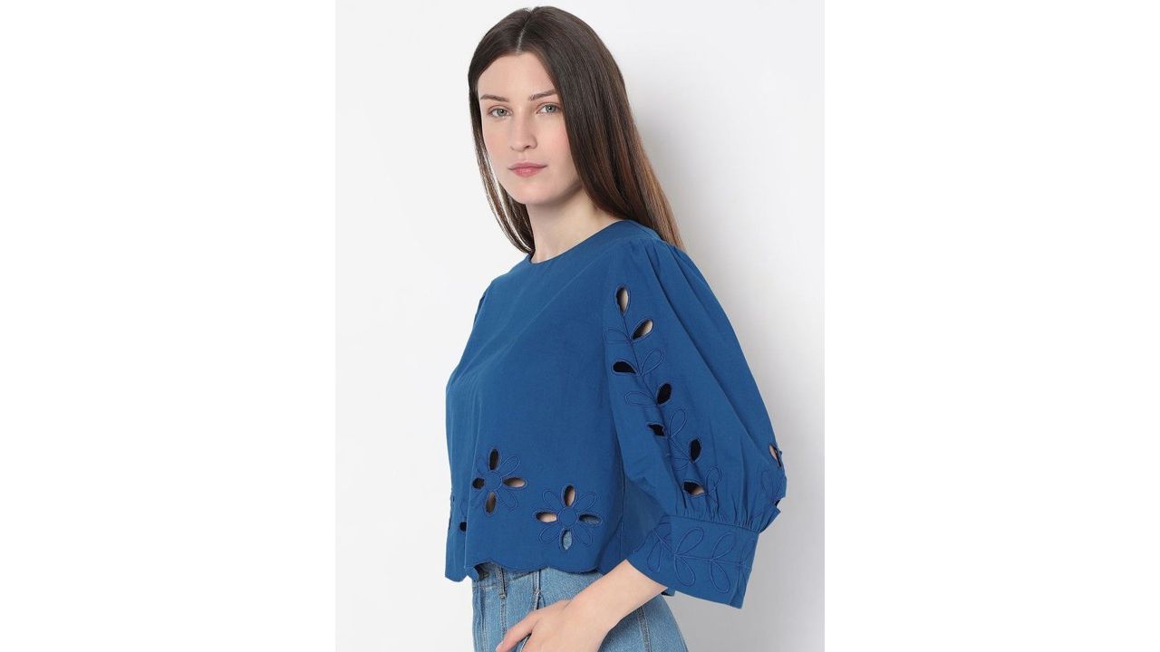 Vero Moda Women Floral Embroidered Cotton Top