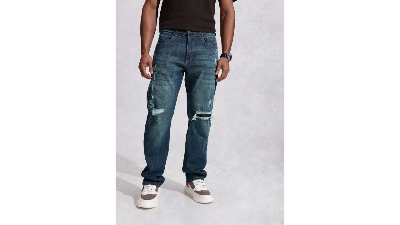 WROGN Men Anti Fit Mildly Distressed Light Fade Printed Jeans