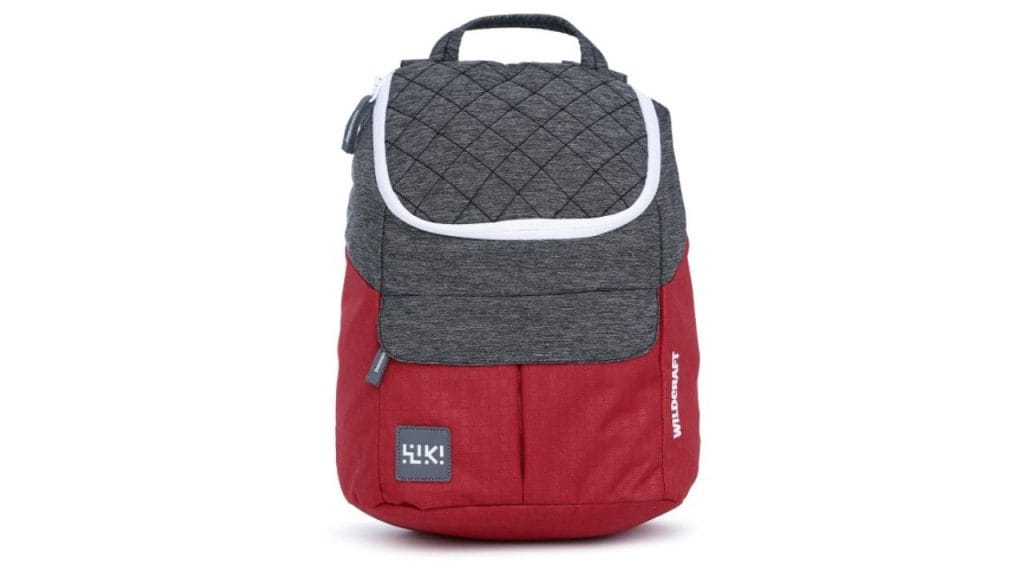 Wildcraft Women Grey Melange & Red Colourblocked Backpack