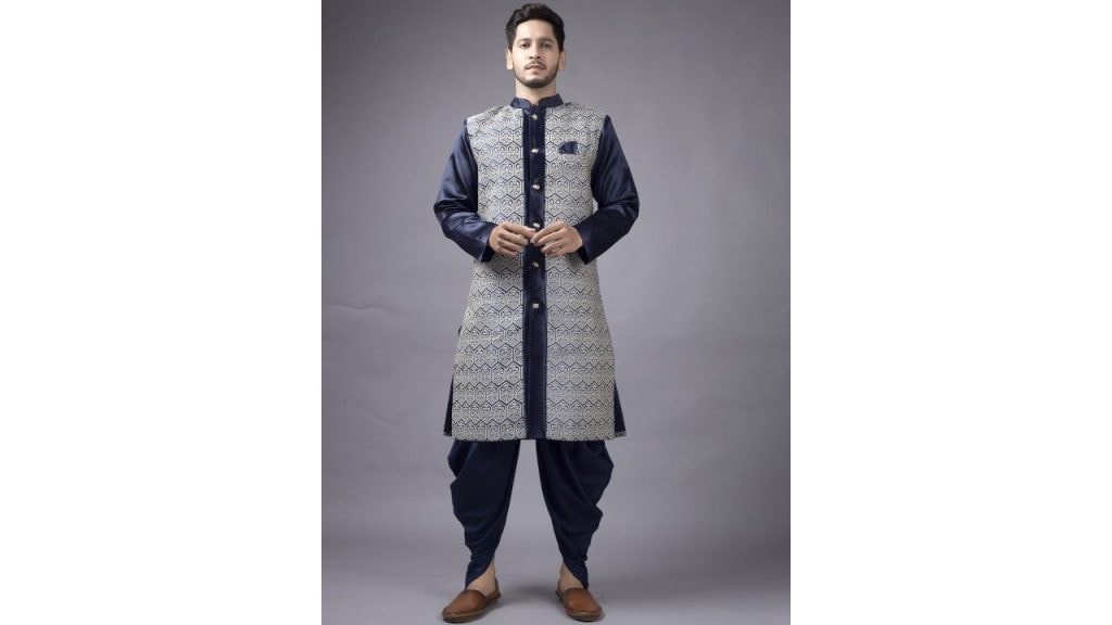 amzira Printed Cotton Sherwani Set