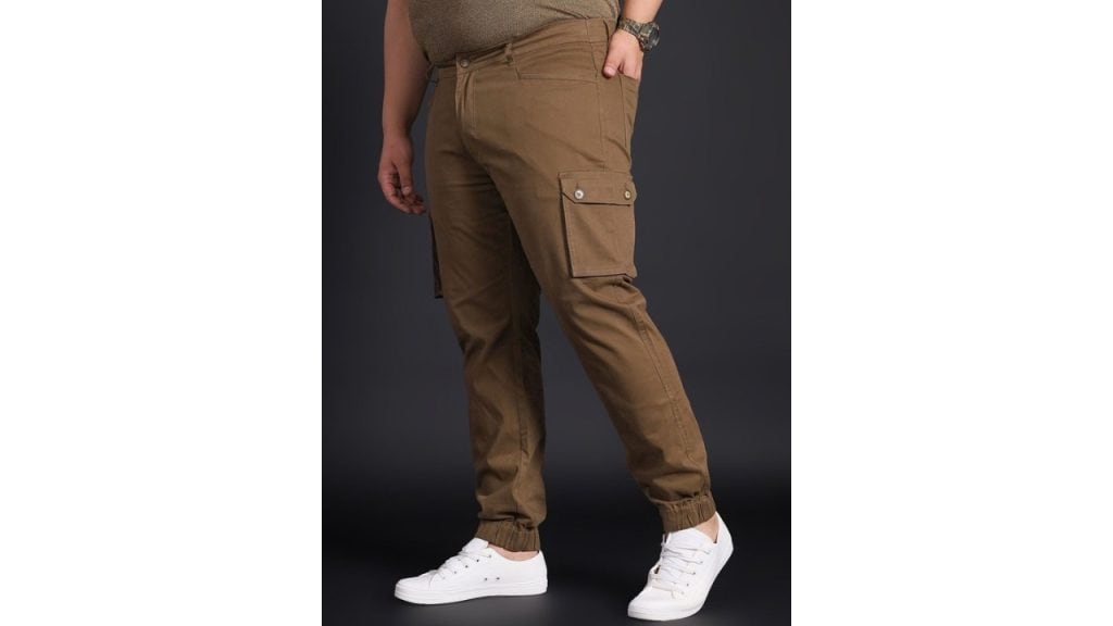 bigbanana Men Plus Size Mid-Rise Regular Fit Pure Cotton Cargos Trousers