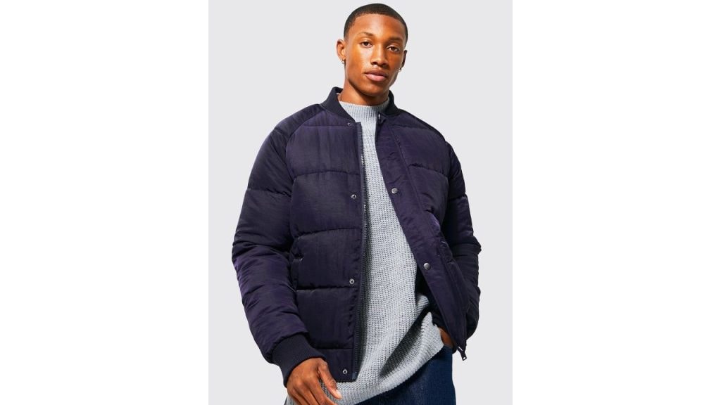 boohooMAN Stand Collar Padded Jacket