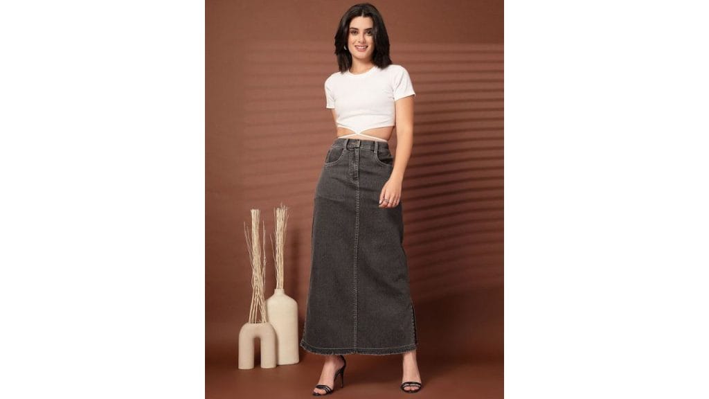 plusS Women Denim A-Line Maxi Skirts