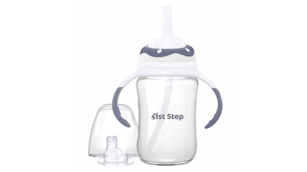 1st StepUnisex Kids White Printed Baby Sippers With Soft Spout