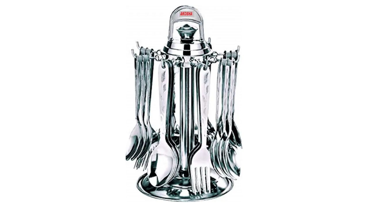 AKOSHA Designer(25 pcs) Stainless Steel, Plastic Cutlery Set
