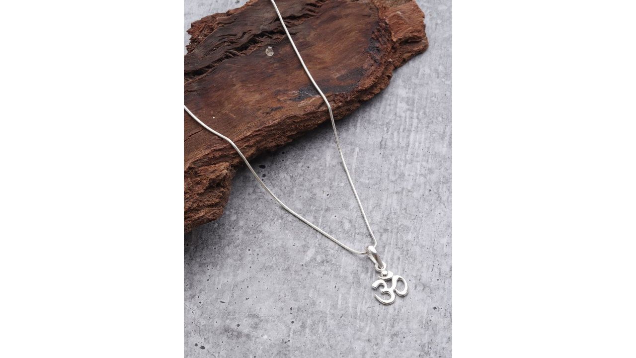 AKSHAT SAPPHIRE Sterling Silver Contemporary Spiritual OM Pendant