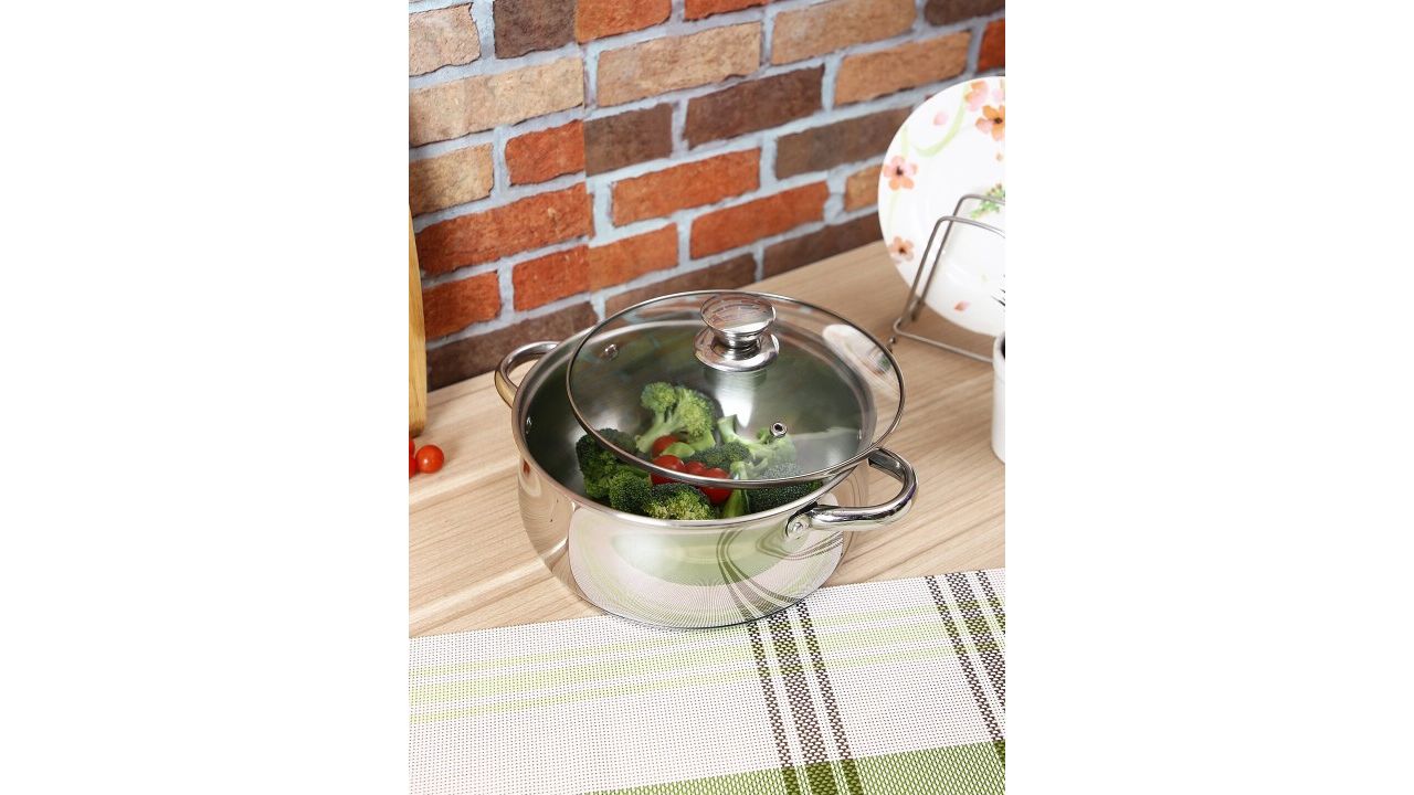 AURUM Silver-Toned Stainless Steel Stew Pot With Lid