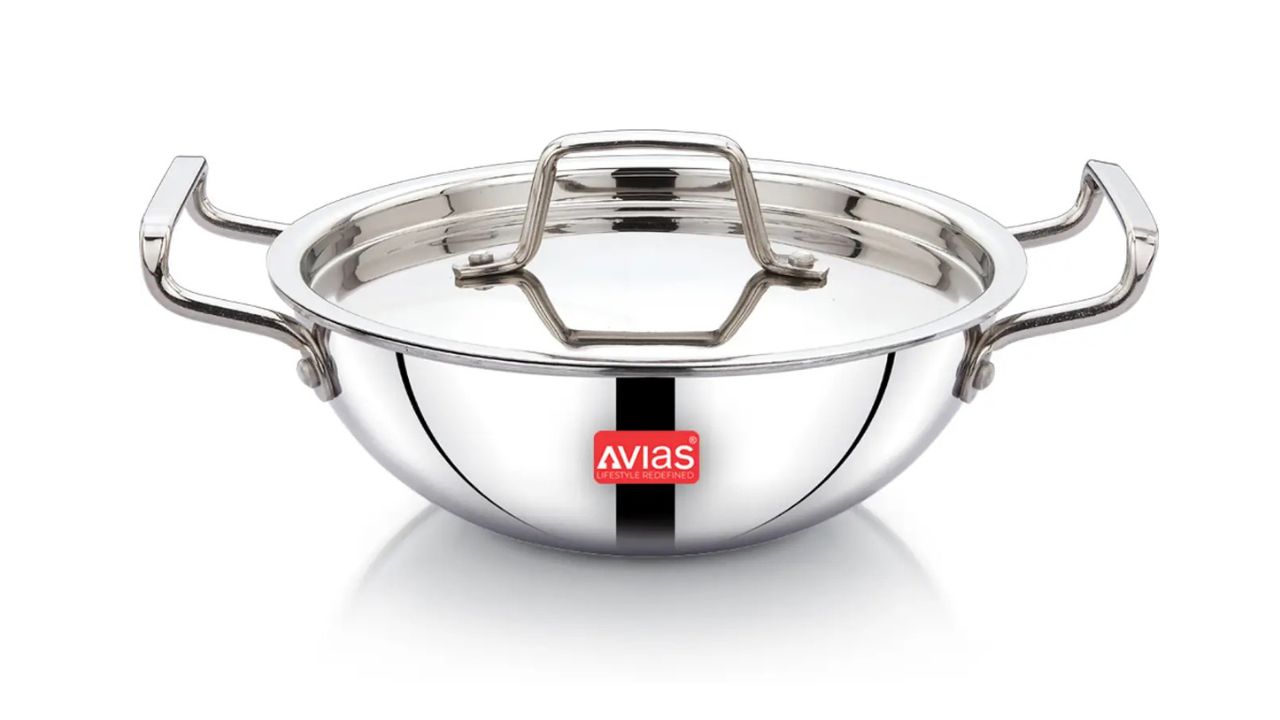 AVIAS AVI3 Triply Kadai with SS Lid Kadhai 22 cm diameter with Lid 2 L capacity