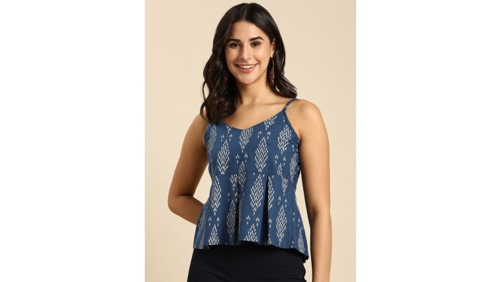 Anouk Printed Cotton Peplum Crop Top