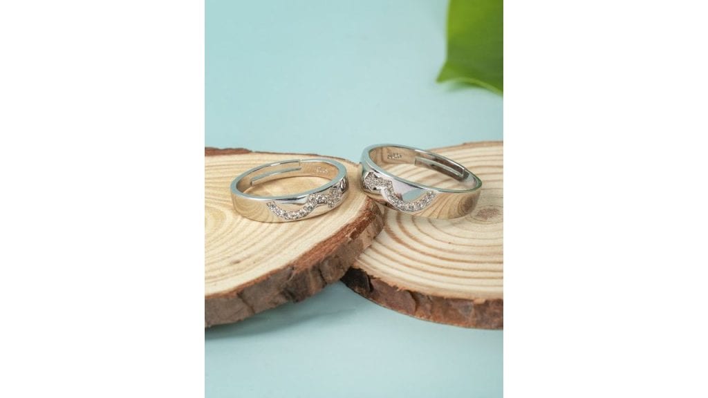 Arendelle Set Of 2 925 Silver-Toned & Plated He-She Sign Couple Rings