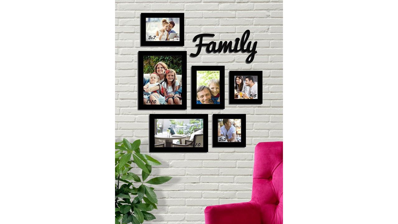 Art Street Black Solid Set Of 6 Wall Photo Frames
