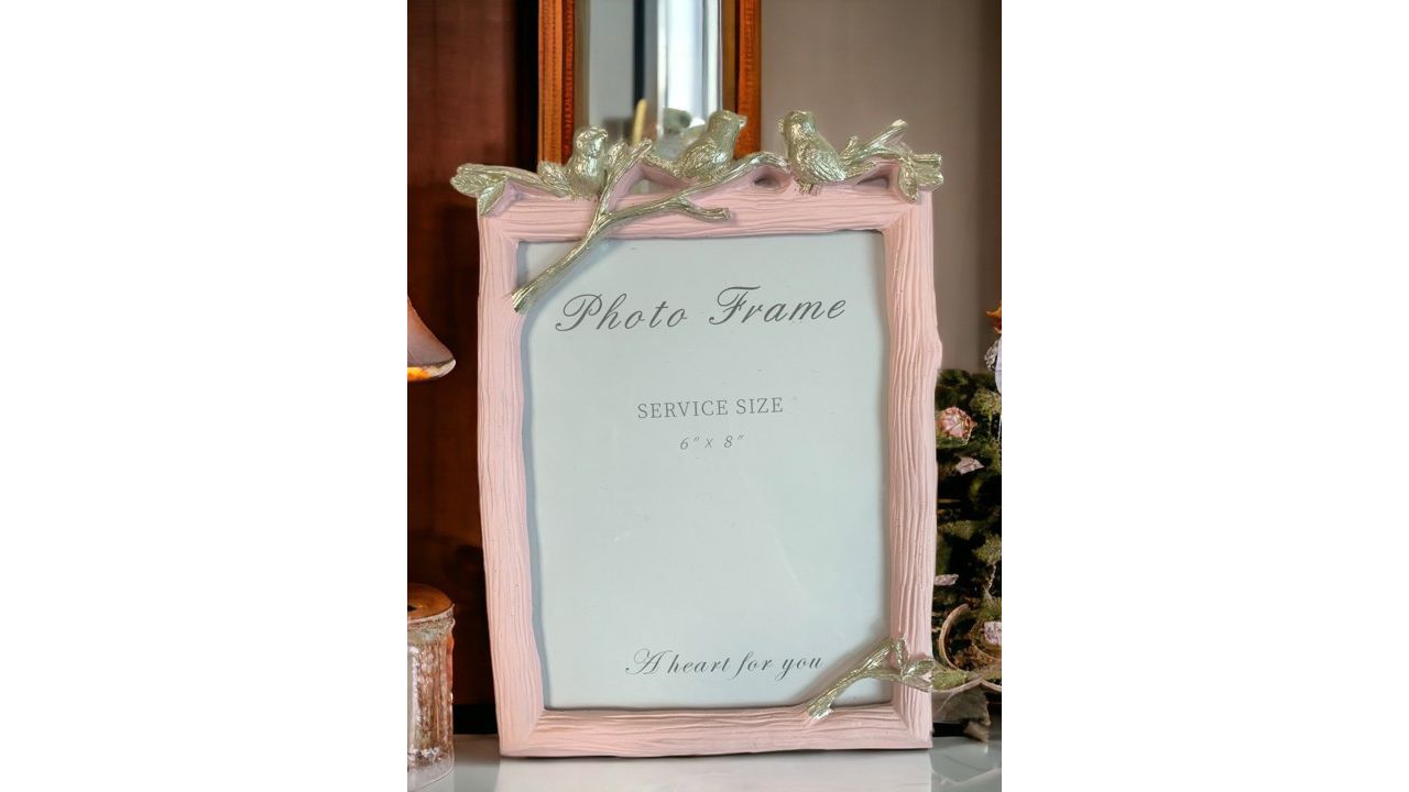 Art Street Pink & White Three Little Birds Wedding Table Photo Frame