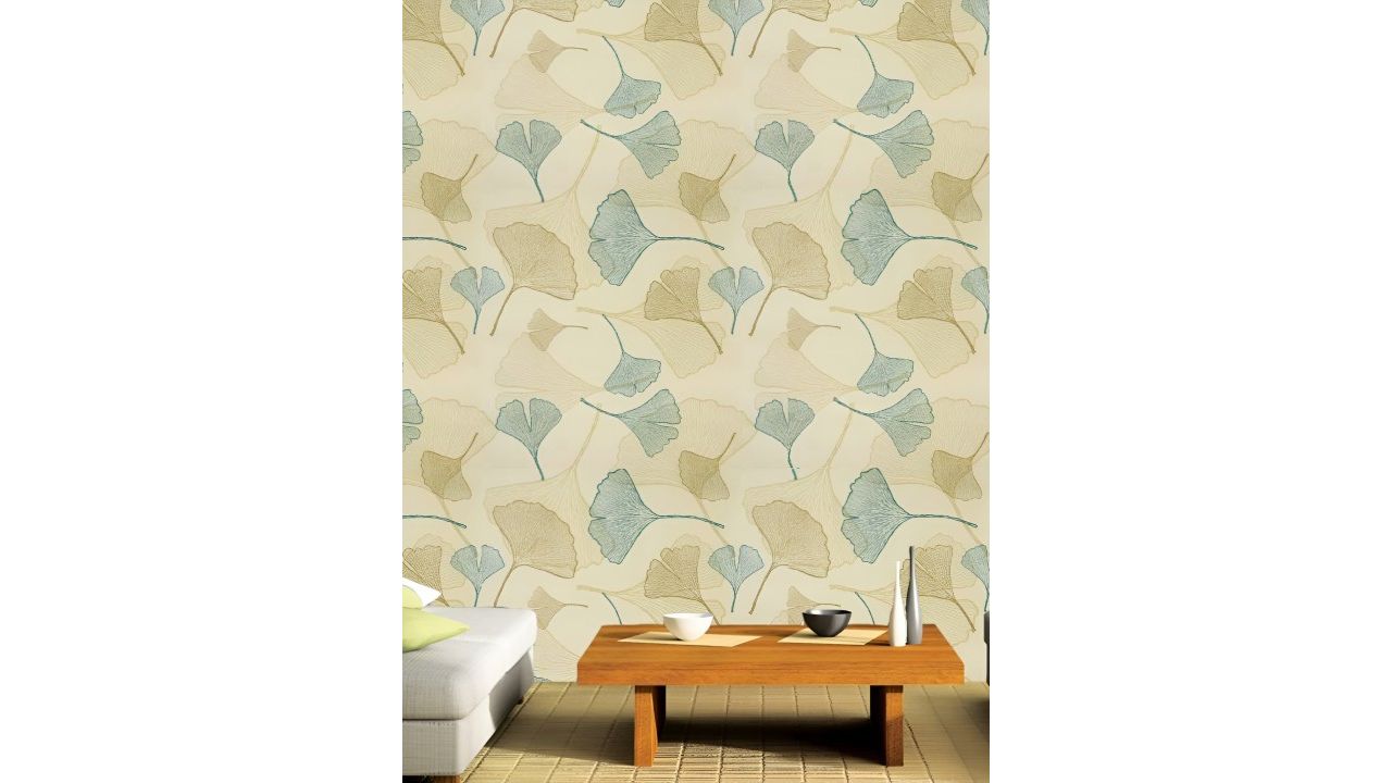 Asian Royal Blue & Gold Floral Printed Waterproof Wallpaper