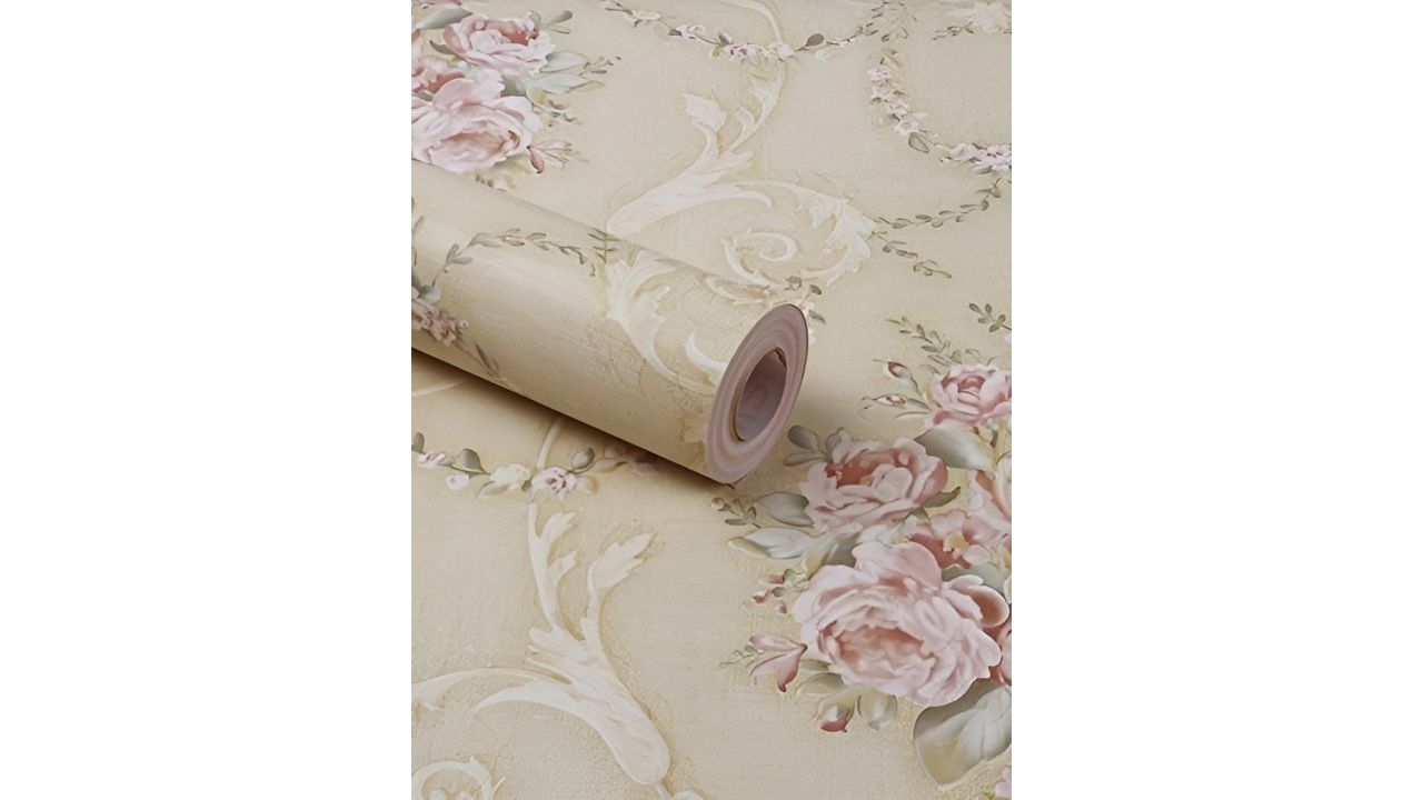 Asian Royal Cream & Pink 3D Printed Self Adhesive Wall Sticker