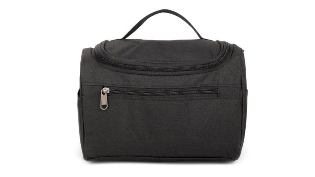 Awestuffs Adults Black Water Resistant Hanging Travel Toiletry Kit with Mesh Pockets