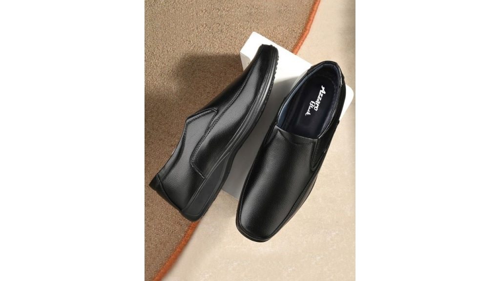 Azzaro Black Men Black Solid Formal Slip On Shoes
