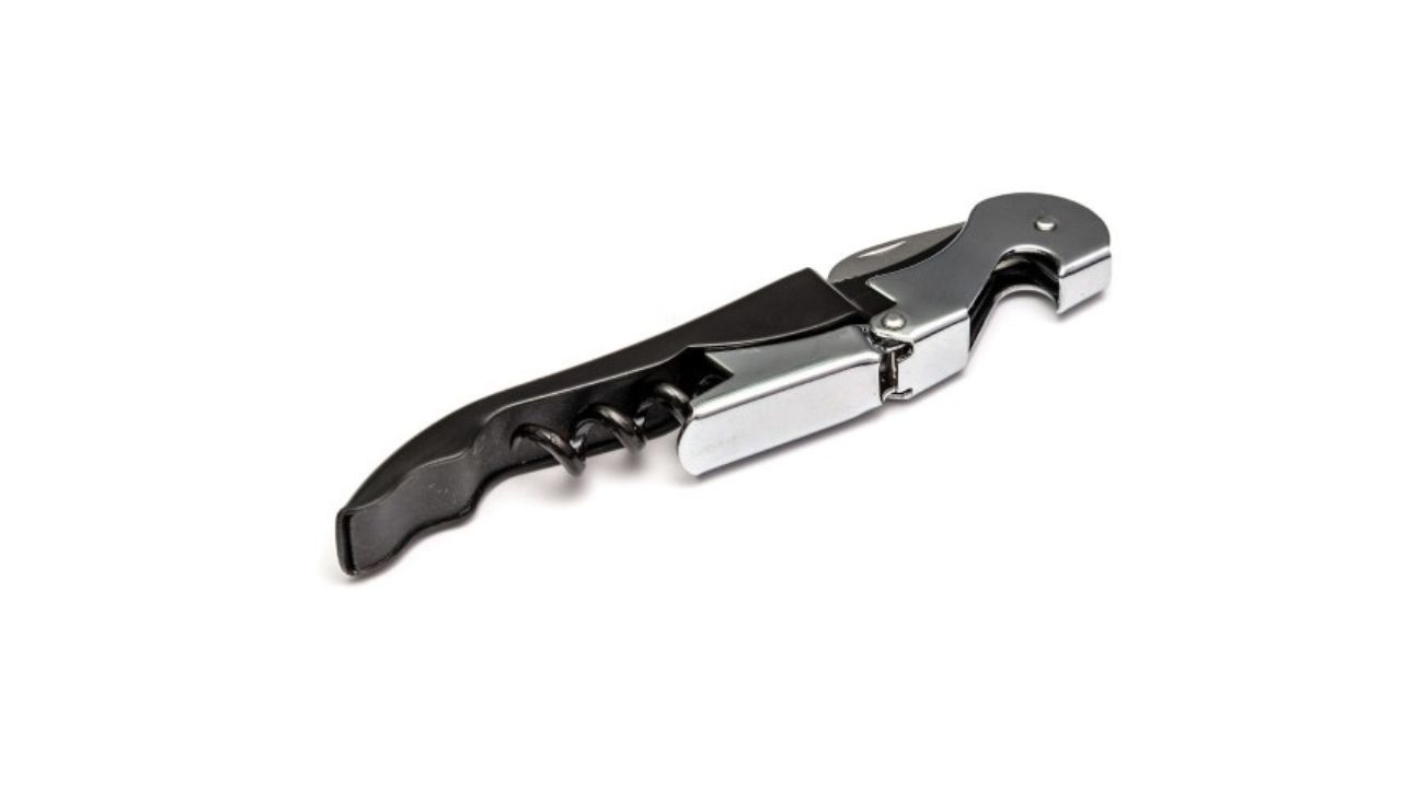 BAR BOX Silver-Toned & Black Corkscrews Wine Opener