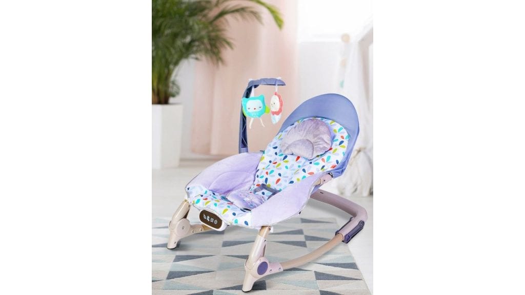 Baby Moo Unisex Grey Floral Automatic 3 Position Seat Recliner Bouncer