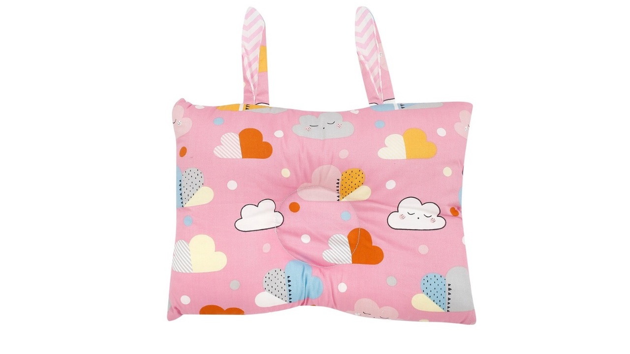 Baby MooPink Cloud Printed Double Sided Baby Pillow