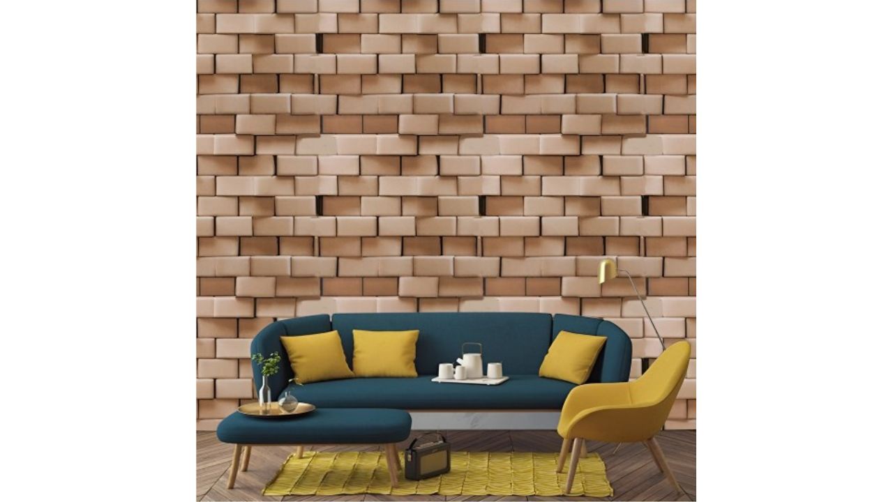 Asian Royal Brown Geometric Self Adhesive Heat Resistant Waterproof Wall Sticker