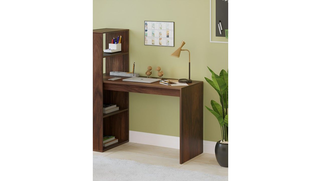 Bluewud Radisso Brown Wooden Floor Standing Study Table
