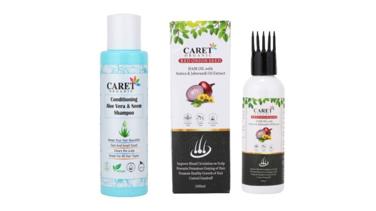 CARET ORGANIC Conditioning Aloe Vera Shampoo 100 ml With Red Onion Seed Hair Oil 100 ml