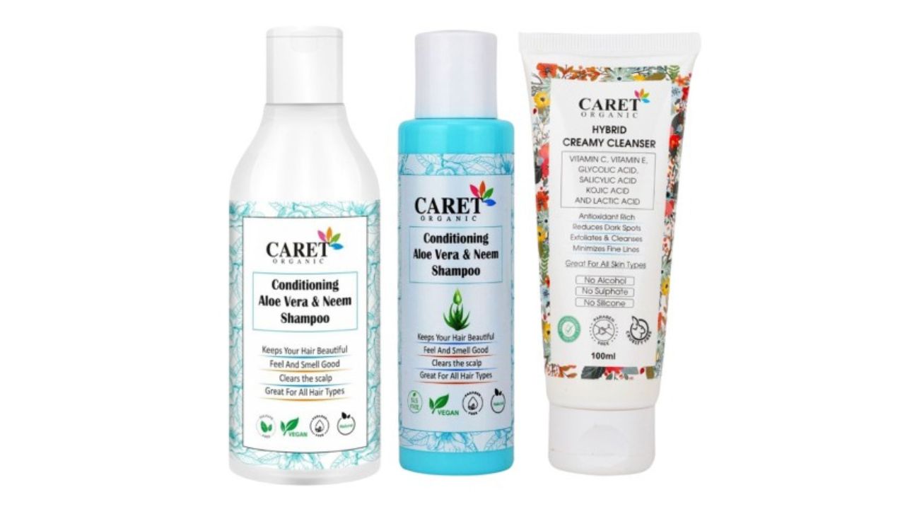 CARET ORGANIC Set of 3 Aloe Vera & Neem Shampoo with Face Wash