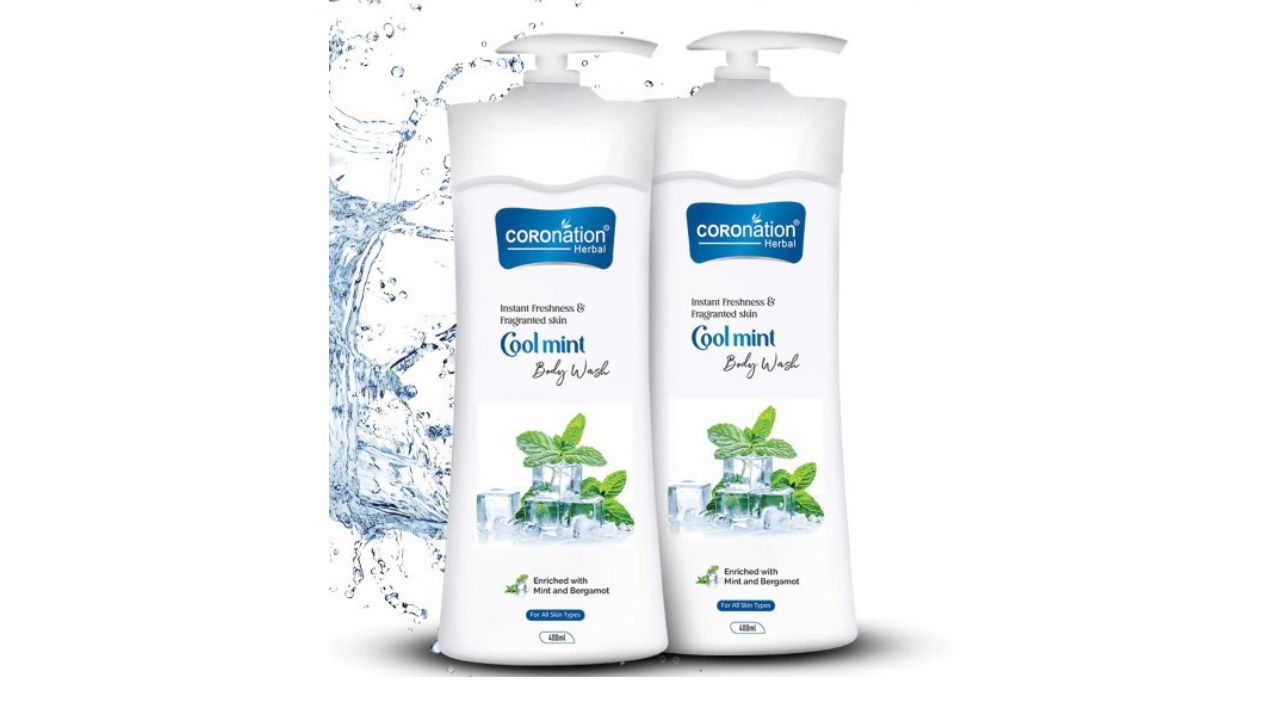COROnation Herbal Set Of 2 Cool Mint Body Wash With Aloe Vera For Hydration- 400 ml Each