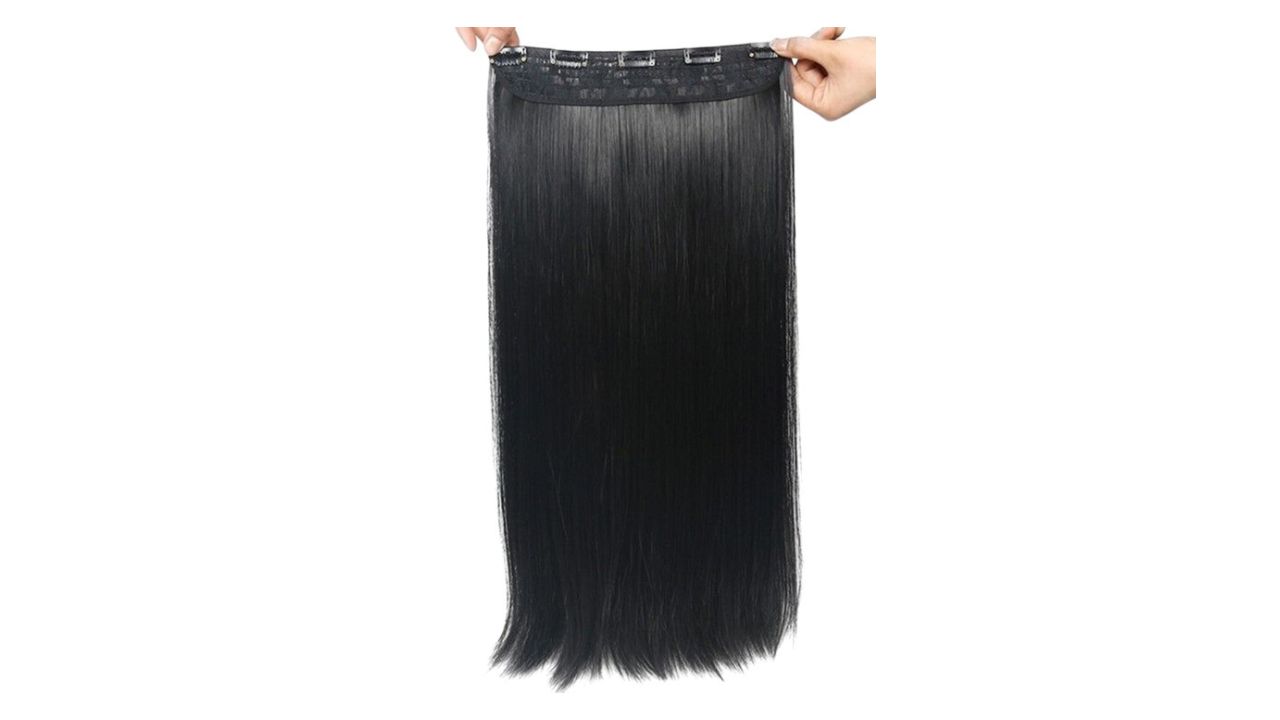 CRIBE Clip-In Locks Straight Hair Extension - Black - 24 Inch