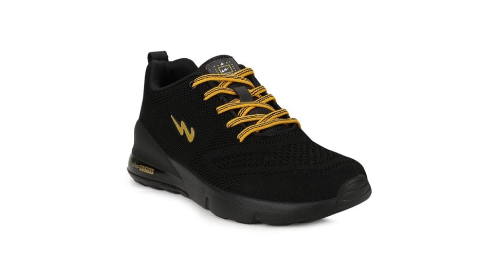 CampusKids Black & Yellow Mesh Running Shoes