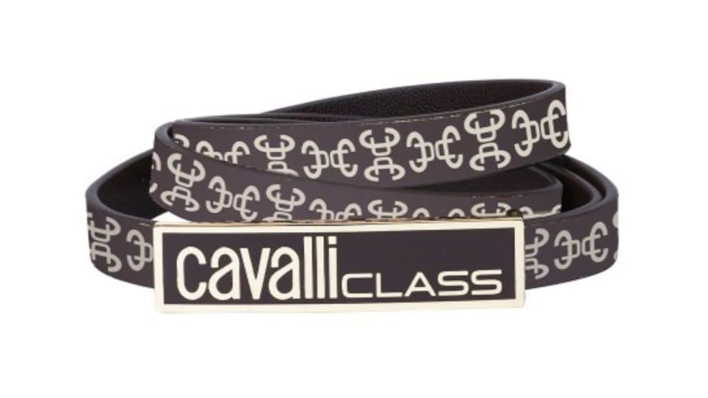 Cavalli Class Women Printed Leather Reversible Belt