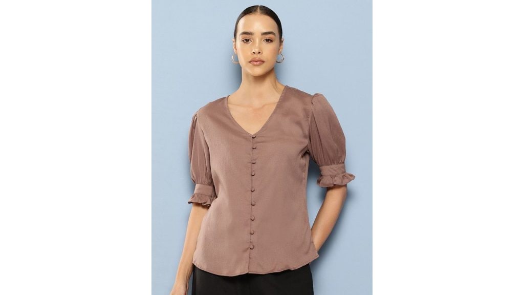 Chemistry Puff Sleeves Crepe Top