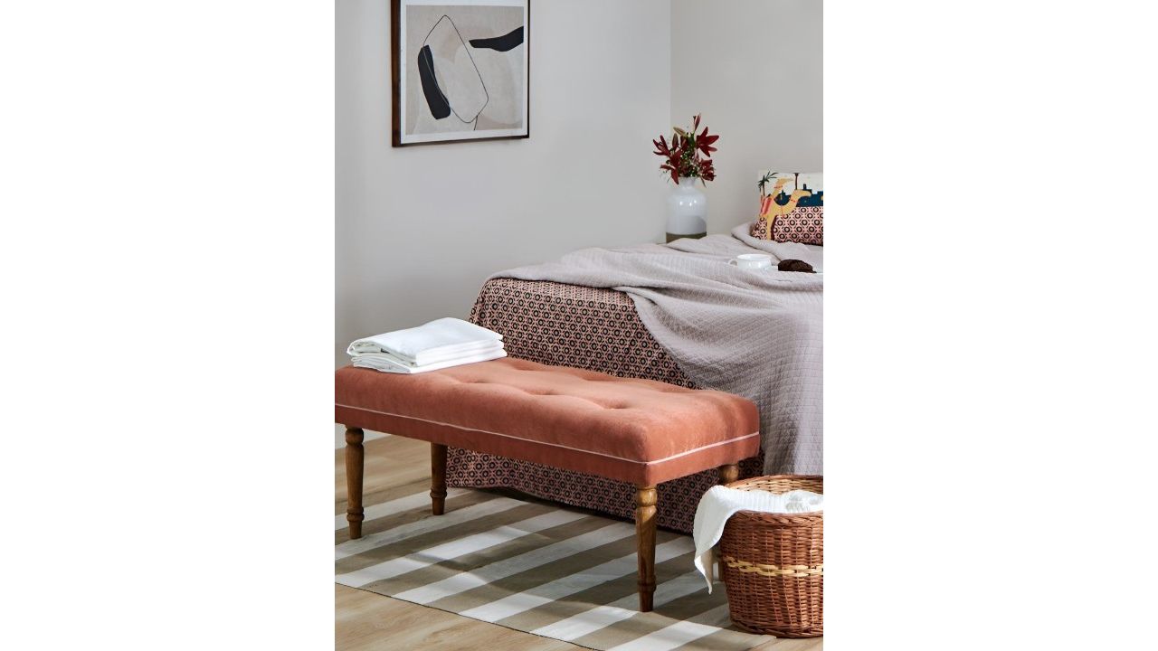 Chumbak Nawaab Bench- Tuffted Burnt Orange