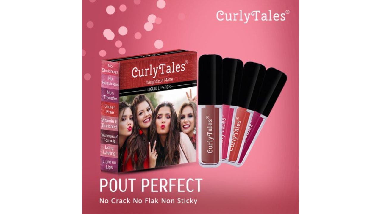 CurlyTales Set Of 4 Weightless Matte Long Lasting Liquid Lipsticks 3 ml Each