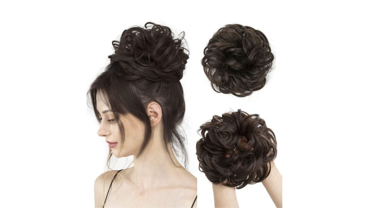 D-Divine Messy Bun Hair Piece Synthetic Hair Extension - Brown