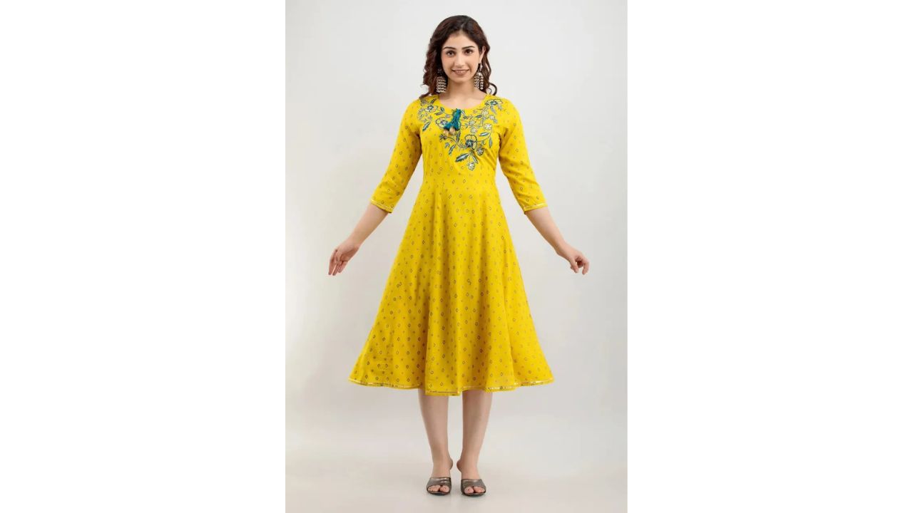 DIPANI Women Printed, Embroidered Viscose Rayon Anarkali Kurta
