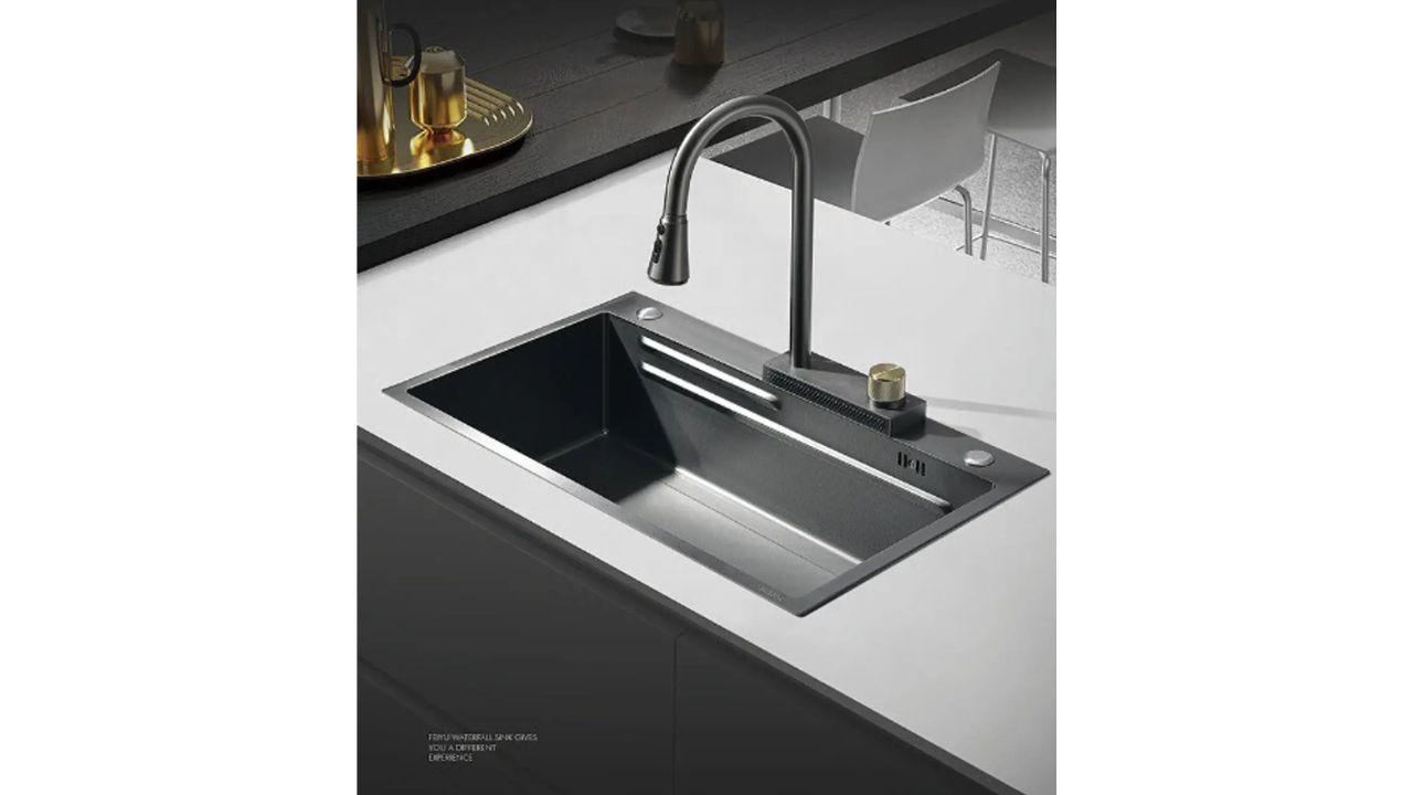 DR CARTRIDGE POINT Kitchen Sink 30"x18"x9" Inch with Integrated Waterfall