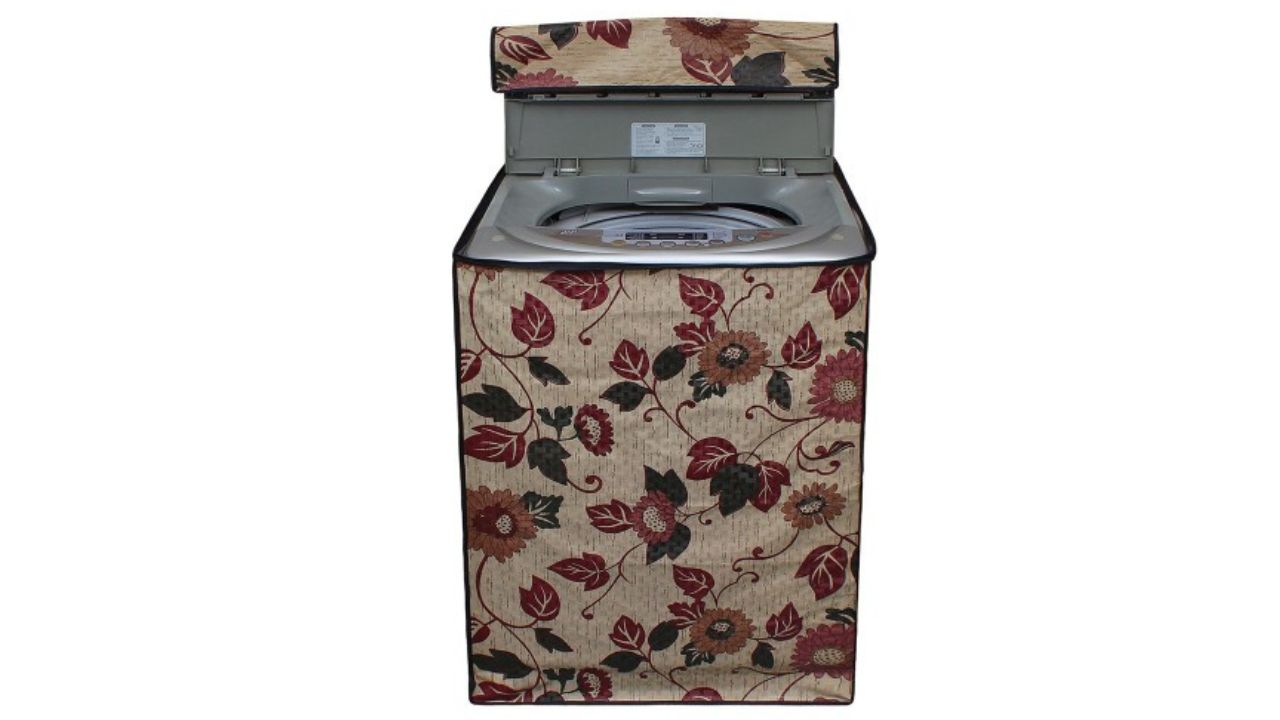 DREAM CARE Beige Coloured Floral Printed Top Load Fully Automatic Washing Machine Cover