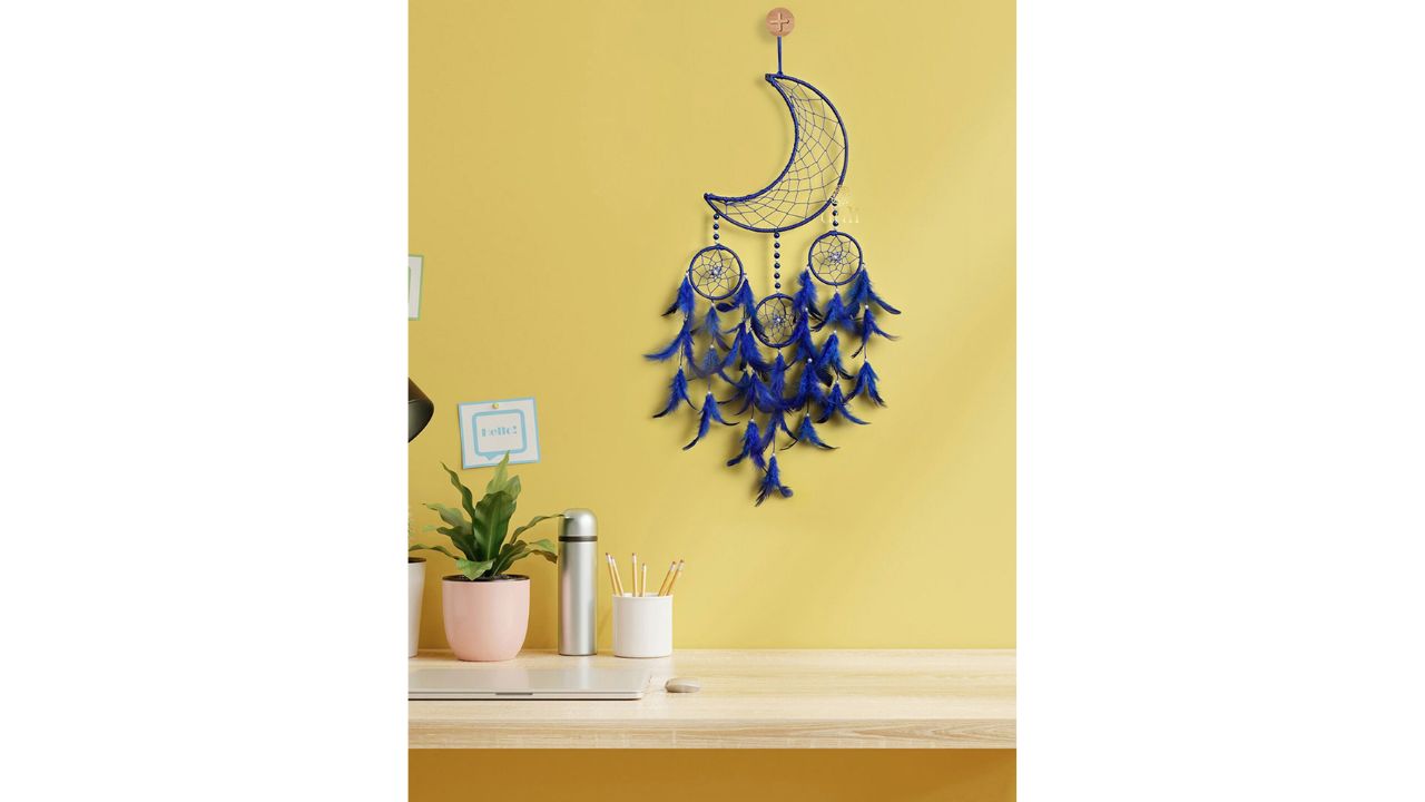 DULIBlue Crescent Moon Dream Catcher Hanging with 4 Rings