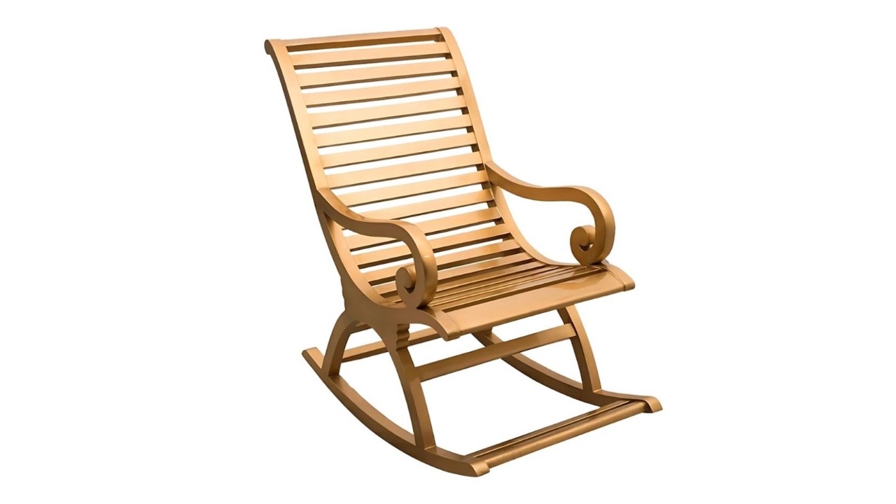 DZYN FurnituresBeige Wooden Rocking Chair