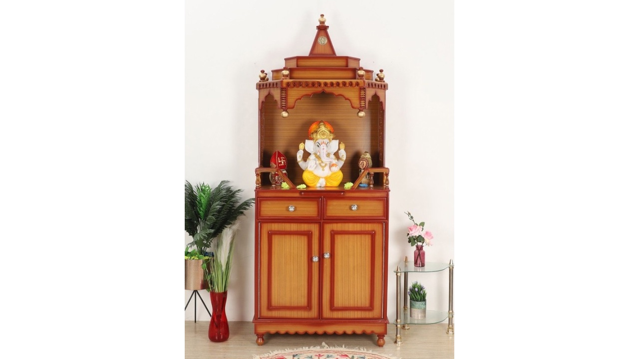 DZYN FurnituresBrahma Kostha Brown Large Floor Rested Pooja Temple